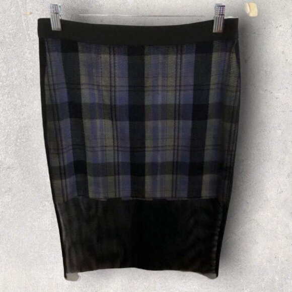 English Factory Mesh Overlay Plaid Pencil Skirt Black Size Small Nordstrom S NEW - Picture 3 of 8